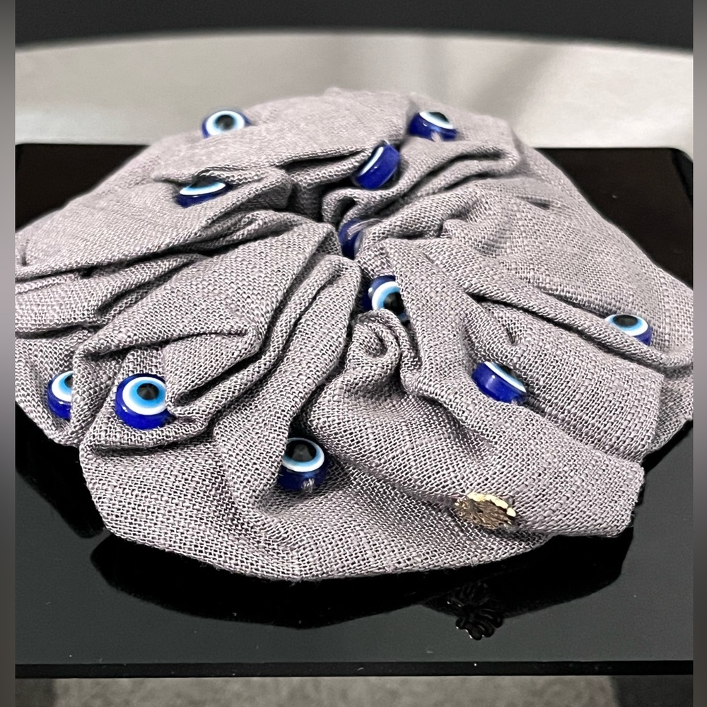 LELE SADOUGHI NWT AUTHENTIC EVIL đź§żEYE OVERSIZED WOVEN LINEN -BLEND SCRUNCHIE - Picture 5 of 11